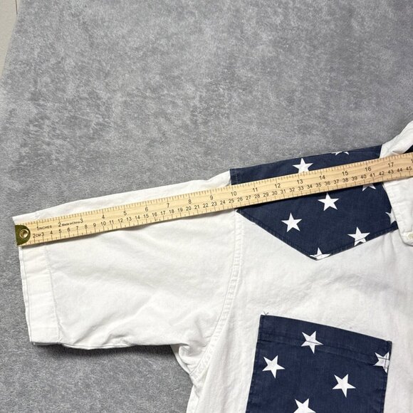Red Head Men S Shirt Short Sleeve Button Up American Flag USA 100% Cotton Pocket - Picture 7 of 12